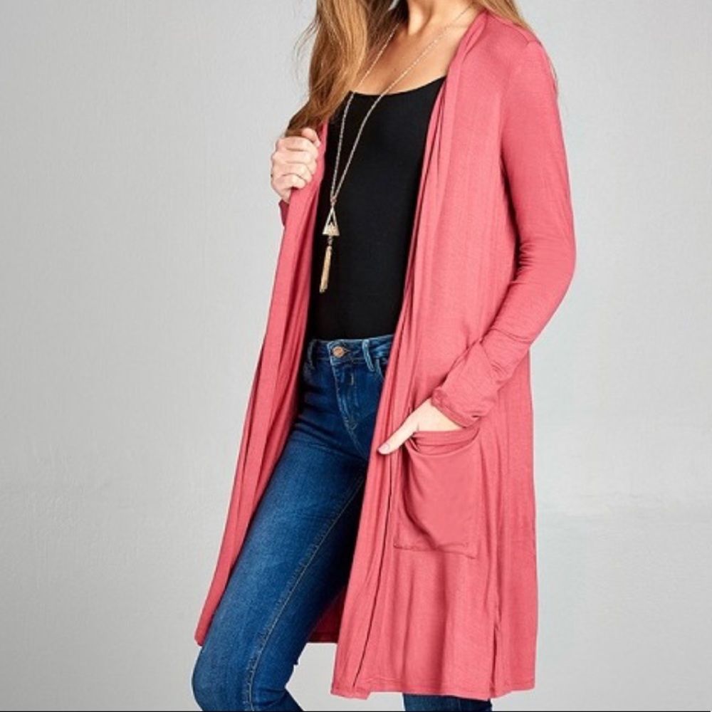 🎉2/7 HP🎉Open Front Raspberry Pink Cardigan - Picture 2 of 3